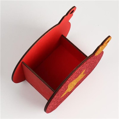 Ящик подарочный деревянный блестящий «Шар», упаковка, звезда, красный, 18.8×9.8×15.5 см