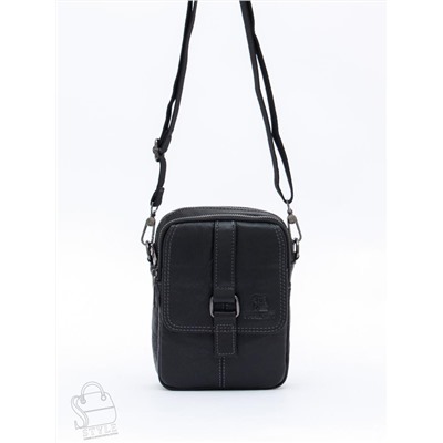 Сумка мужская кожаная 8612S black Fuzhiniao в Новосибирске