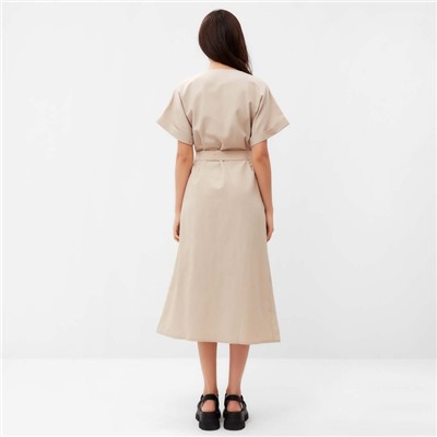 Платье миди женское на пуговицах MIST Summer time, бежевое, размер 46