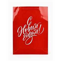 Пакет подарочный новогодний ламинированный «С Новым годом», L 28×38×9 см