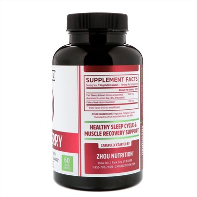 Zhou Nutrition, Экстракт вищни + семена сельдерея, 60 вегетарианских капсул