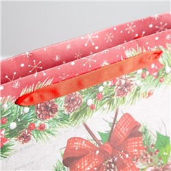 Пакет подарочный новогодний крафтовый «Спешу поздравить с Новым годом», L 40×31×9 см