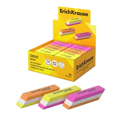 Ластик EK35779 "Драйв неон" ассорти 57х15х13 мм ErichKrause