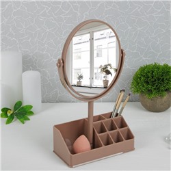 Зеркало с подставкой, с увеличением х2, двустороннее, 16.5×30.5 см, (13×16 см), МИКС