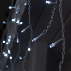 Гирлянда «Бахрома» 3 × 0.6 м, IP44, УМС, белая нить, 160 LED, свечение белое, 220 В