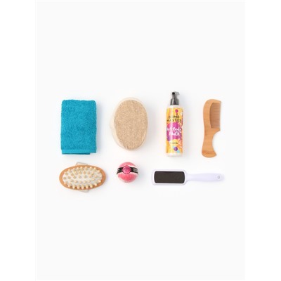 Набор подарочный «Этель», полотенце 30×60 см, мочалка, массажёр