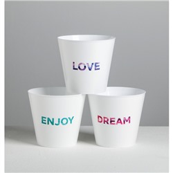 Набор кашпо 3 в 1 Dream, enjoy, love, тиснение, 0.8 л, 11×12 см