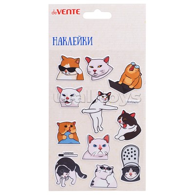 Наклейки мягкие "Meme cat" размер карточки 10x15 см, puff, объемные, многоразовые