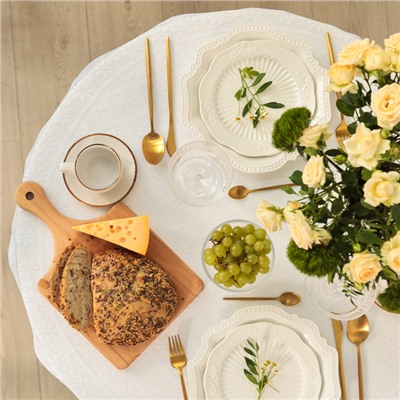 Скатерть «Доляна. Ажур», белая, d=180±5 см, 100% п/э