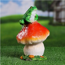 Садовая фигура из полистоуна «Гриб с лягушкой», 24×14×14 см