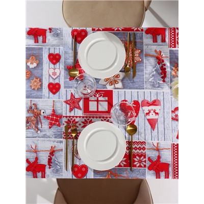 Скатерть новогодняя рогожка DomoVita Чудеса 110×150 см, рогожка 170 г/м², хл100%