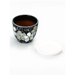 Горшок для цветов «Фиалка», 1 л, d=15 см, h=13 см, керамический, с поддоном