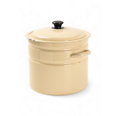 УЦЕНКА Кастрюля эмалированная, 10 л, d=26.5 см, с крышкой, цилиндрическая, слоновая, кости