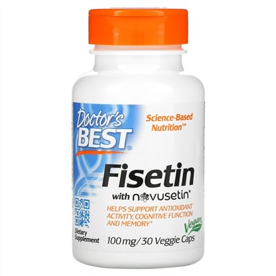 Doctor's Best, физетин с Novusetin, 100 мг, 30 вегетарианских капсул