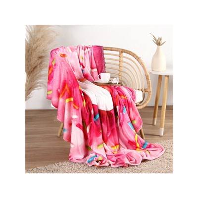 Плед круглый «Этель. Пончик», d=180 см, корал-флис 280 г/м²