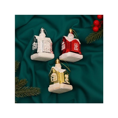 Ёлочные игрушки «Изба Деда Мороза», набор 3 шт., 5×6 см, МИКС