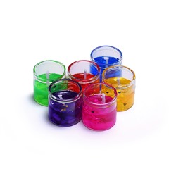 Набор свечей гелевых (6шт х 3*3см) в стаканчике, с блёстками