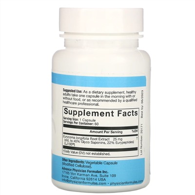Advance Physician Formulas, LJ 100, 25 mg, 60 Vegetable Capsules