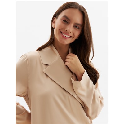 Халат домашний женский с запахом MINAKU: Home collection, бежевый, размер 48