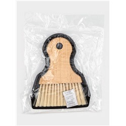 Щётка с совком Meli, бамбуковая ручка, 18×14 см, чёрная