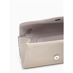 Сумка-клатч женская вечерняя на магните, на цепочке, однотонная, кремовая