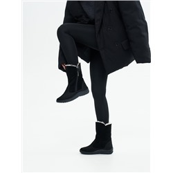 Полусапоги женские чёрные крейзи с замком на литой подошве