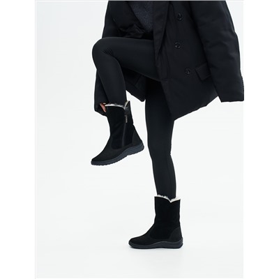 Полусапоги женские чёрные крейзи с замком на литой подошве