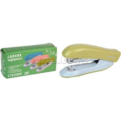 Степлер "SigNature" 24/6&26/6 (мощность 20 листов, глубина скрепления 60 мм) пластиковый, в картонной коробке, цвет оливковый