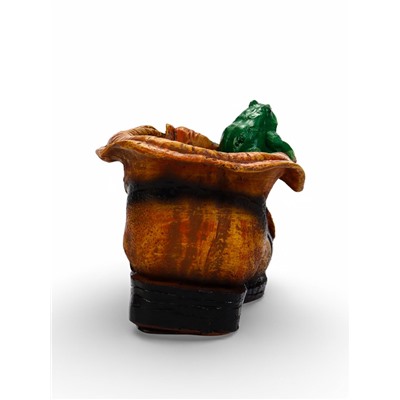 Декоративное кашпо для цветов «Ботинок с лягушками», 24×14×14 см, полистоун