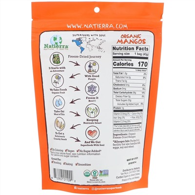 Natierra, Organic Freeze-Dried, Mango, 1.5 oz (42.5 g)