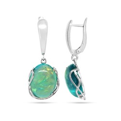 Серьги из серебра опал голубой рек., СПН3094