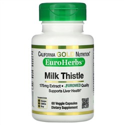 California Gold Nutrition, EuroHerbs, экстракт расторопши, европейское качество, 175 мг, 60 растительных капсул