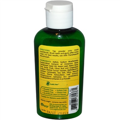 Organix South, Theraneem Naturals, порошок для зубов и десен с азадирахтой, нежный уход с гвоздикой, 40 г