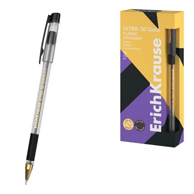 Ручка шариковая ULTRA-30 Gold Stick&Grip Classic, Super Glide Technology черная 0.7мм 61111 ErichKrause