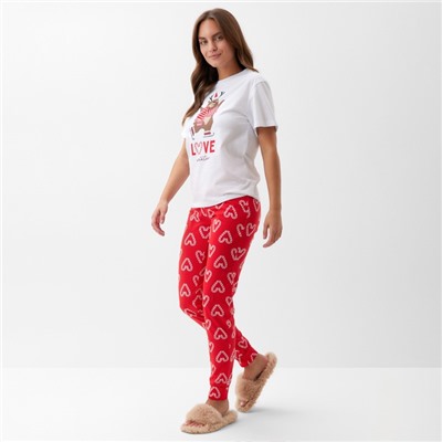 Пижама новогодняя женская (футболка, брюки) KAFTAN Love, размер 52-54