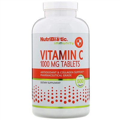 NutriBiotic, Immunity, витамин C, 1000 мг, 500 веганских таблеток