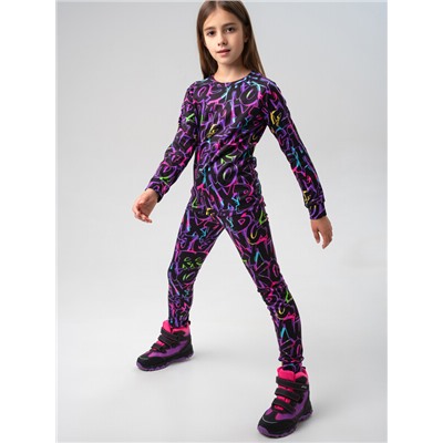 Термокомплект трикот. для девочек: фуфайка (футболка) с длин. рук, брюки