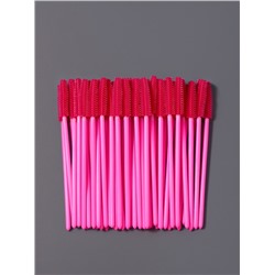 Щёточки для бровей и ресниц, силиконовые, набор - 50 шт., 10.5 см, розовая