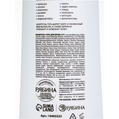 Шампунь для волос «Мужской 2в1», 400 мл, BONAMI