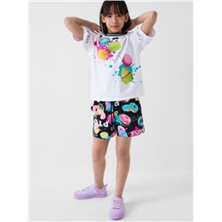 Комплект трикотажный для девочек: фуфайка (футболка), шорты