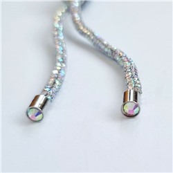 Колье длинное со сверкающими стразами, цвет: серебристый, камень переливающийся, арт. 748.377