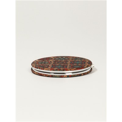 Зеркало складное «Орнамент», d=7.2 см, с увеличением х2, коричневое/оранжевое