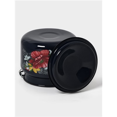 Бидон эмалированный «Апрель», 2 л, с ручкой и крышкой, чёрный