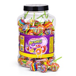 Карамель на палочке с жевательной резинкой "Лизунец XXL" ассорти 24 г*100 шт