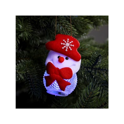 Ёлочная игрушка «Снеговик», 10 см, от батареек, свечение мульти (RGB)