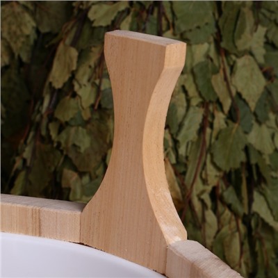 Шайка для бани и сауны «Русский узор», 8 л, деревянная, пластиковая вставка, «Добропаровъ»