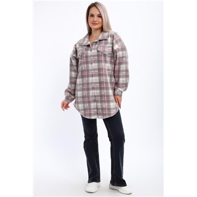 885 Рубашка флис (Серо-розовый)