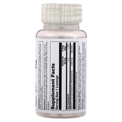 Solaray, Vitamin B-12, Natural Black Cherry, 5,000 mcg, 30 Lozenges