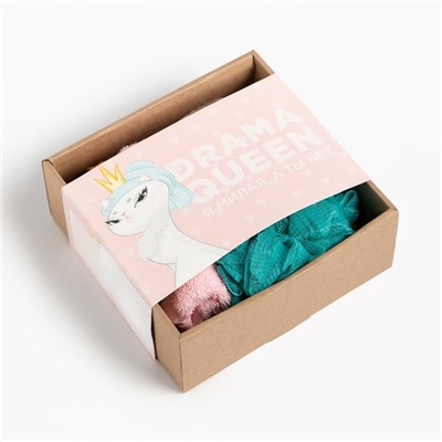 Подарочный набор «Этель» Drama queen, полотенце 30×60 см, мочалка, массажёр