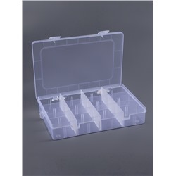 Органайзер для хранения мелочей, передвижные перегородки, 12 секций, 19.5×13×3.6 см, прозрачный